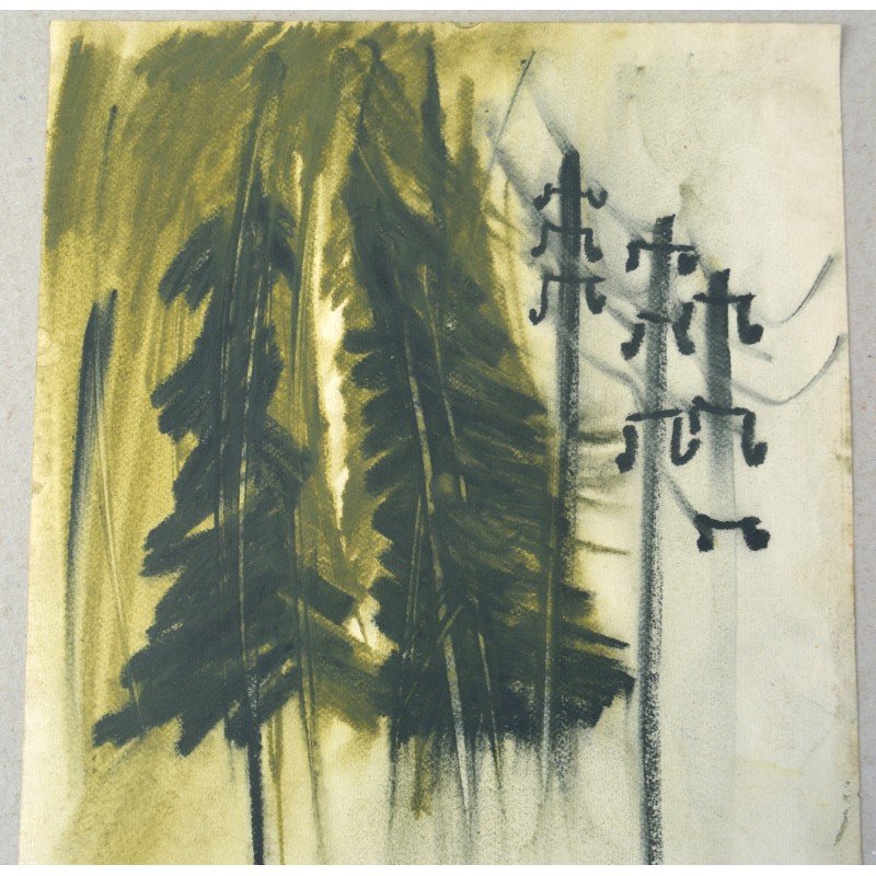 Ion Mihalache "Fir Trees at Straja" mixed...