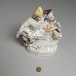 Sfantul Gheorghe omorand balaurul figurina de Staffordshire cca 1850-1880