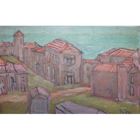 Ilie Boca "Italy" oil on board, 1974