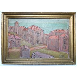 Ilie Boca "Italy" oil on board, 1974