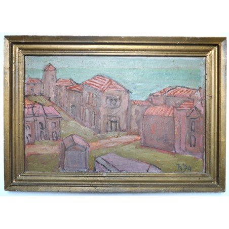 Ilie Boca "Italy" oil on board, 1974