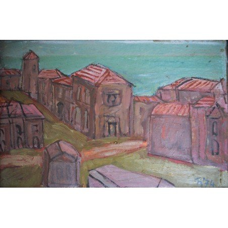 Ilie Boca "Italy" oil on board, 1974