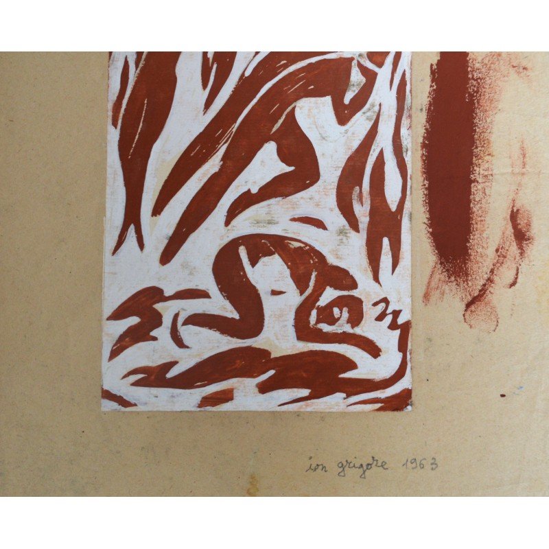 Ion Grigore "The Fire" tempera, 1963