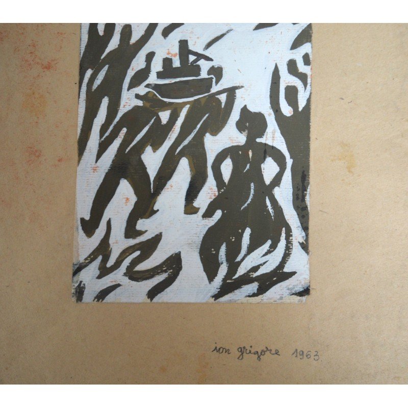 Ion Grigore "The Fire" tempera, 1963