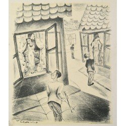 Alex Leon "Fete in vitrine" litografie 1935