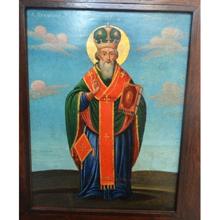 Sfantul Ciprian icoana pe lemn sec 19