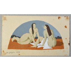 Ion Grigore "Two Nudes" tempera, 1959