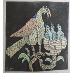 Ilie Boca "Bird with Chicks" mixed media, 1993