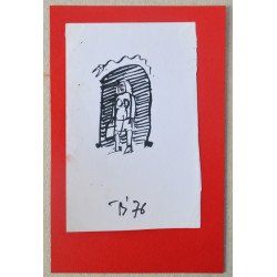 Ilie Boca "Woman" ink drawing, 1976