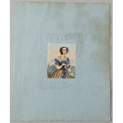 Portrait of a woman, hand-coloured lithograph, 19th century