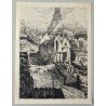 Ernest Marie Herscher "Strada din Paris" gravura veche