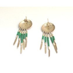 Native American silver earrings with malachite 2
