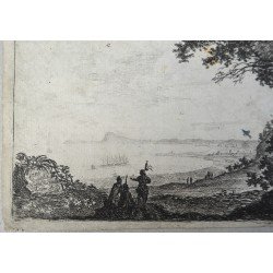 Claude François Nicole I "Vedere din golful Ancona" gravura veche cca 1760-1767