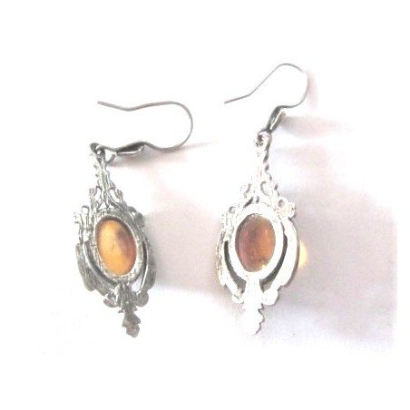 Silver earrings with amber