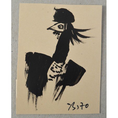 Ilie Boca "Bird" ink drawing, 1970