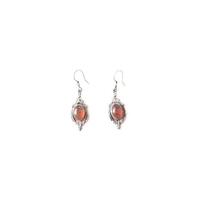 Silver earrings with amber