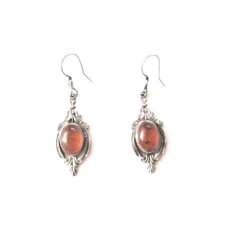 Silver earrings with amber