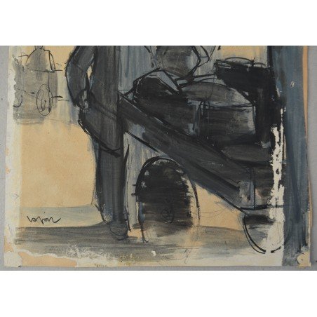 Eugen Ispir "Muncitor in portul Hirsova" tempera