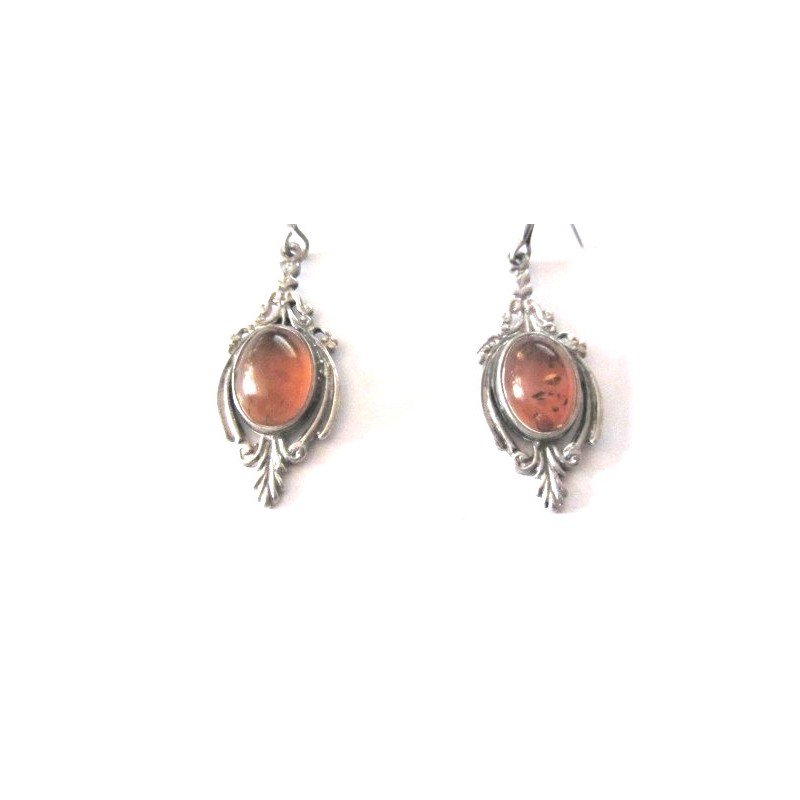 Silver earrings with amber
