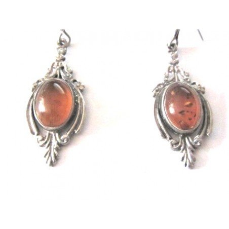 Silver earrings with amber