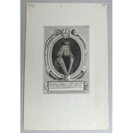 Johann Alexander Böner "Portretul lui Matthes Landauer " gravura veche 1666