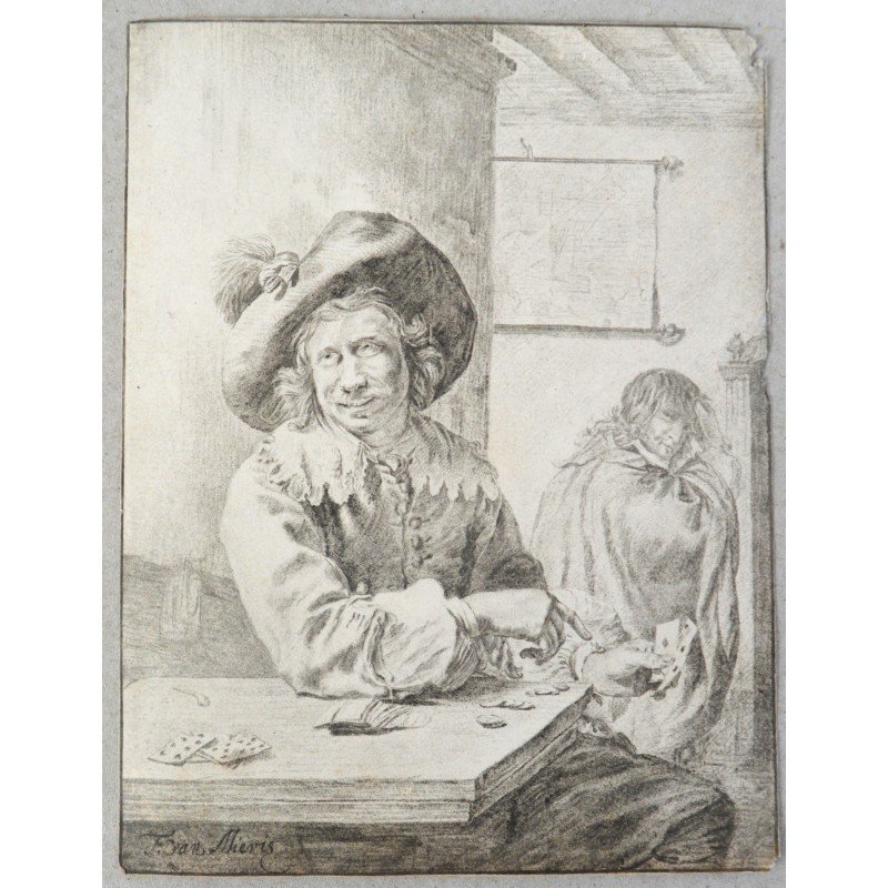 Frans van Mieris "The Card Player" antique...
