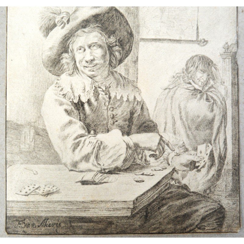 Frans van Mieris "The Card Player" antique...