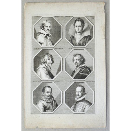 Richard Collin "Portraits of Old Masters" antique engraving, 1683