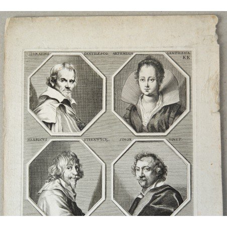 Richard Collin "Portraits of Old Masters" antique engraving, 1683