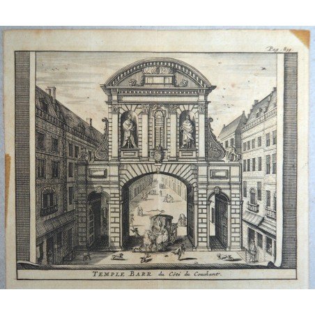 Johannes de Ram "Temple Barr" antique engraving, 1707