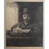 Rembrandt "Autoportret" gravura veche sec 19