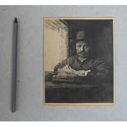 Rembrandt "Autoportret" gravura veche sec 19