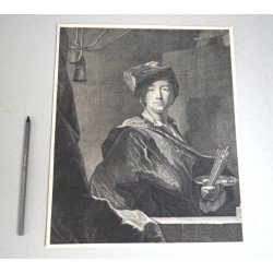 Hyacinthe Rigaud "Autoportret" gravura cca 1720