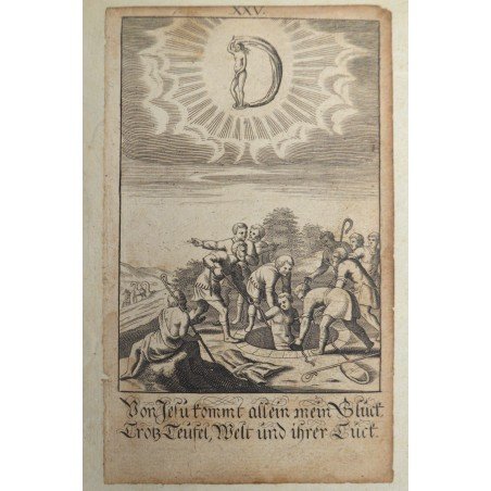 Antique engraving, religious scene