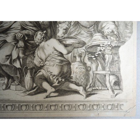 Pietro da Cortona "Aeneas and Ascanius" antique engraving, circa 1654