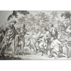 Pietro da Cortona "Aeneas si Ascanius" gravura veche cca 1654