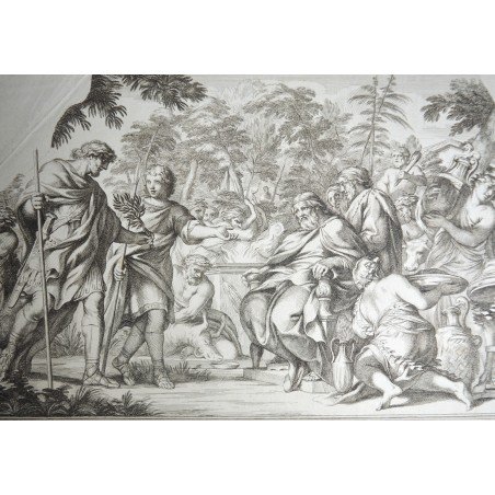 Pietro da Cortona "Aeneas and Ascanius" antique engraving, circa 1654