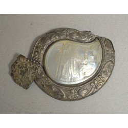Antique white metal and mother-of-pearl belt buckle...
