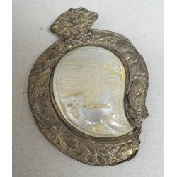Antique white metal and mother-of-pearl belt buckle... 2