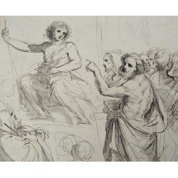 Guercino gravura veche pe hartie manuala