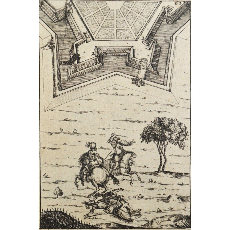 "Knights in Battle" antique engraving on...
