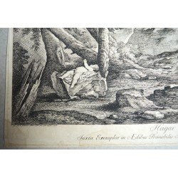 Salvator Rosa "Hagar et Ishmael" gravura veche