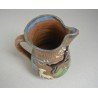 Vas ceramic glazurat decorat cu scena de vanatoare