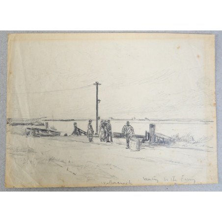 "Waiting for the Ferry" pencil drawing