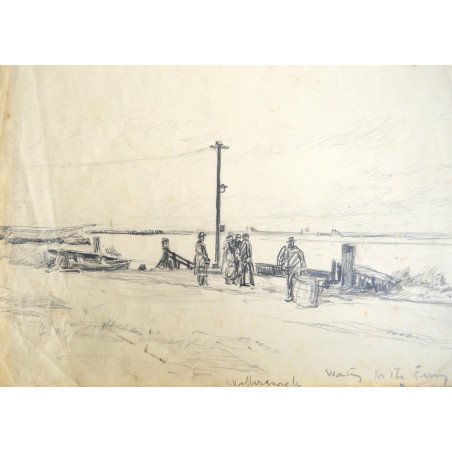 "Waiting for the Ferry" pencil drawing