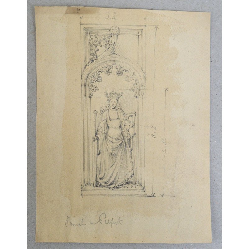 "Saint Catherine" pencil drawing, design for a...