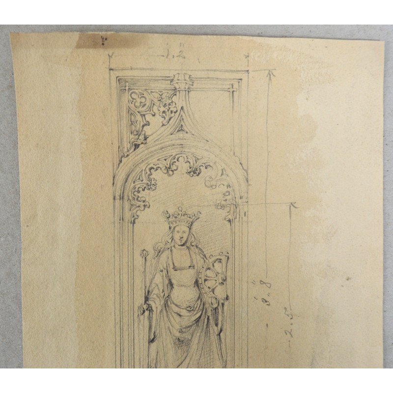 "Saint Catherine" pencil drawing, design for a...