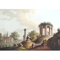 Luigi Mayer "Vedere de langa Bucuresti" aquatinta 1809