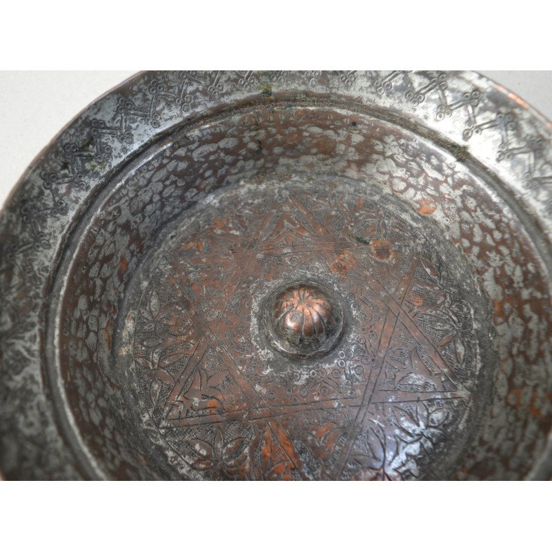 Balkan tinned copper rosewater vessel,...