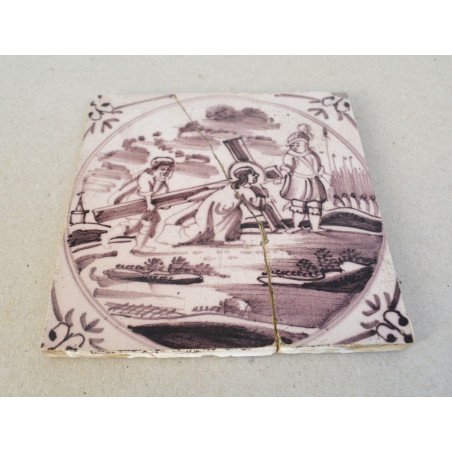 "The Way of the Cross" Delft ceramic tile, 18th century